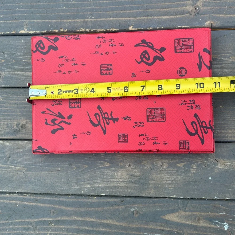 SET‎ 5 Pairs Chopsticks/Rests/Gift Box Wood Pyrograph Carved New In Box